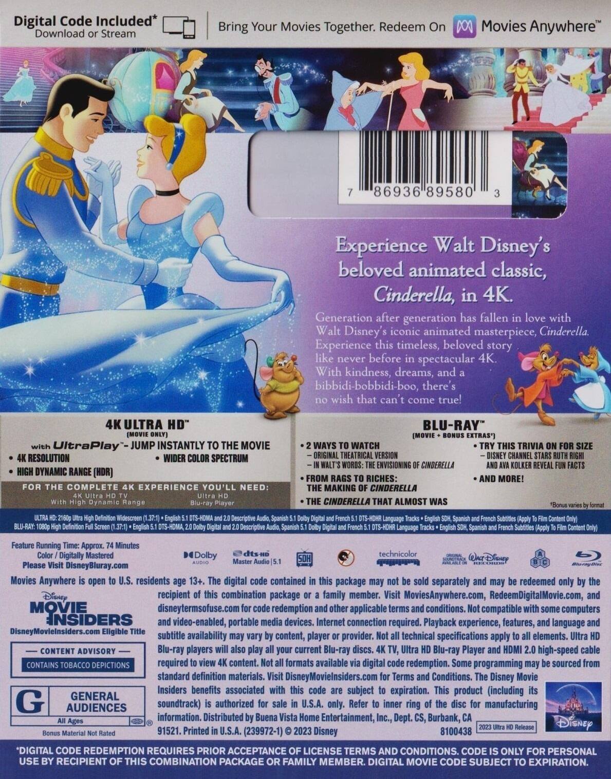 Alt View 1. Cinderella   - 4K Blu-Ray.