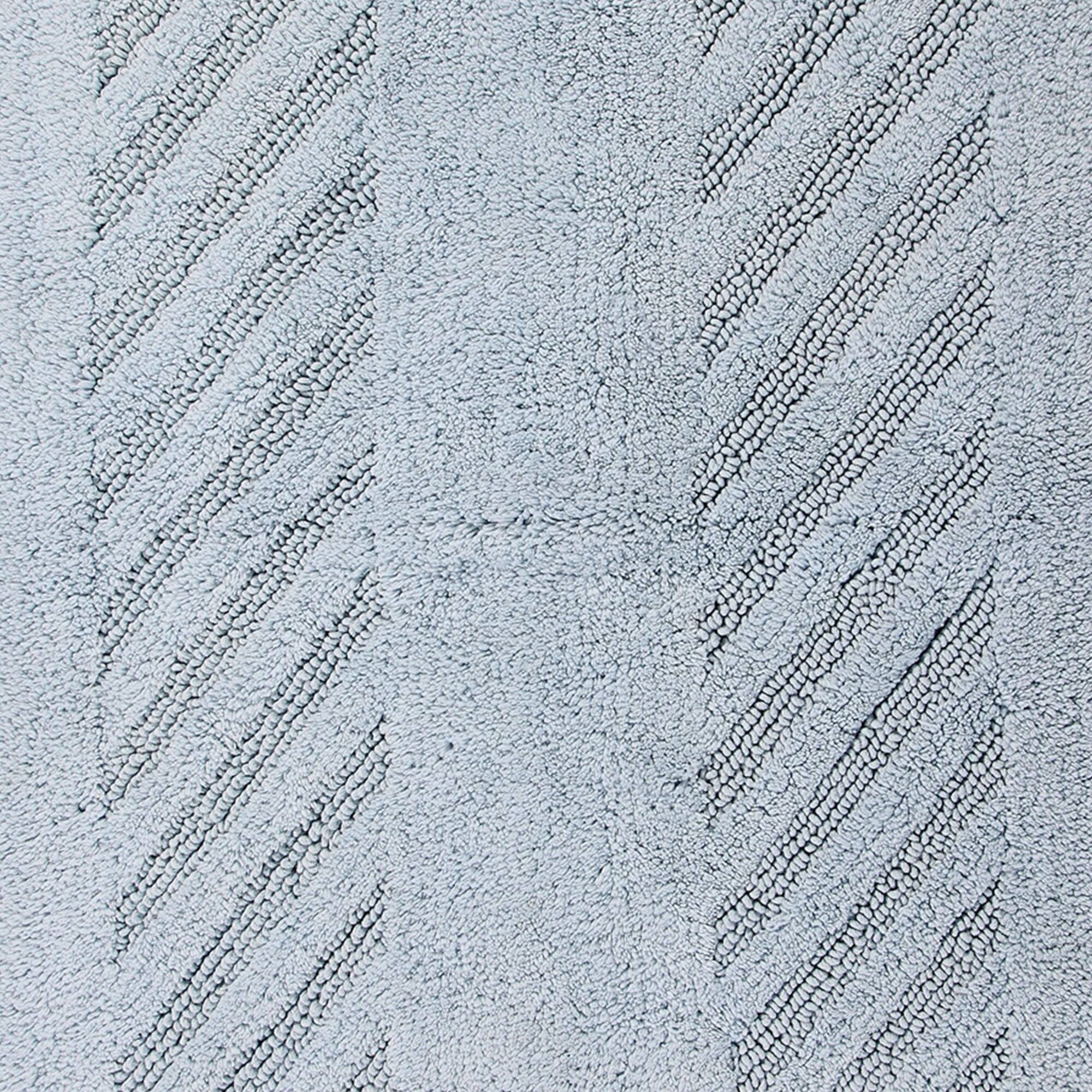 Left. Knightsbridge - Knightsbridge Light Blue Diagonal Racetrack 100% Cotton Reversible Bath Rug - Light Blue.