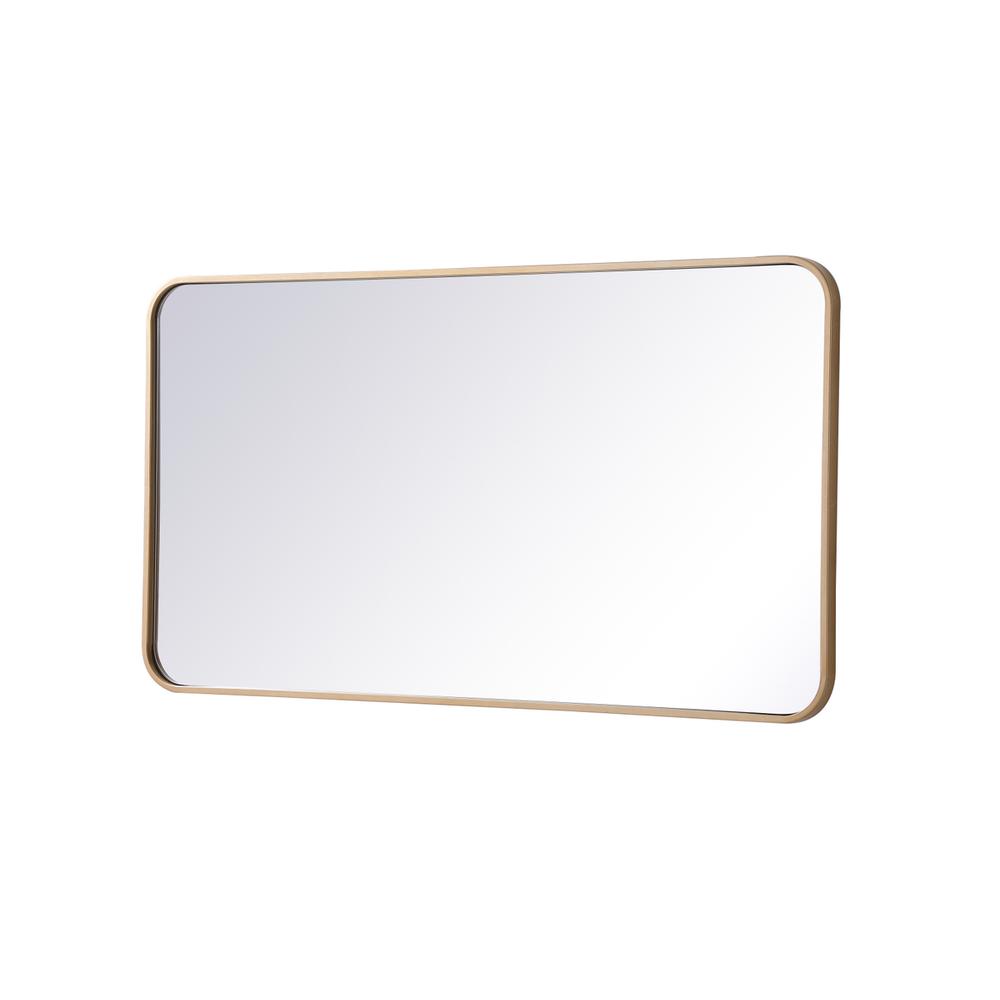 Alt View 1. Elegant Decor - Soft corner metal rectangular mirror 22x40 inch in Brass - Brass.