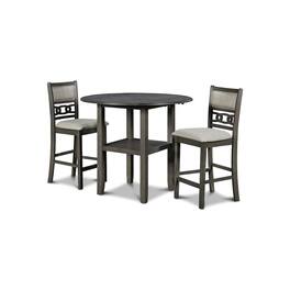 FurniFact - 3 Piece Drop Leaf Table and 2 Chairs, Small Round Dining Table Set - Gray