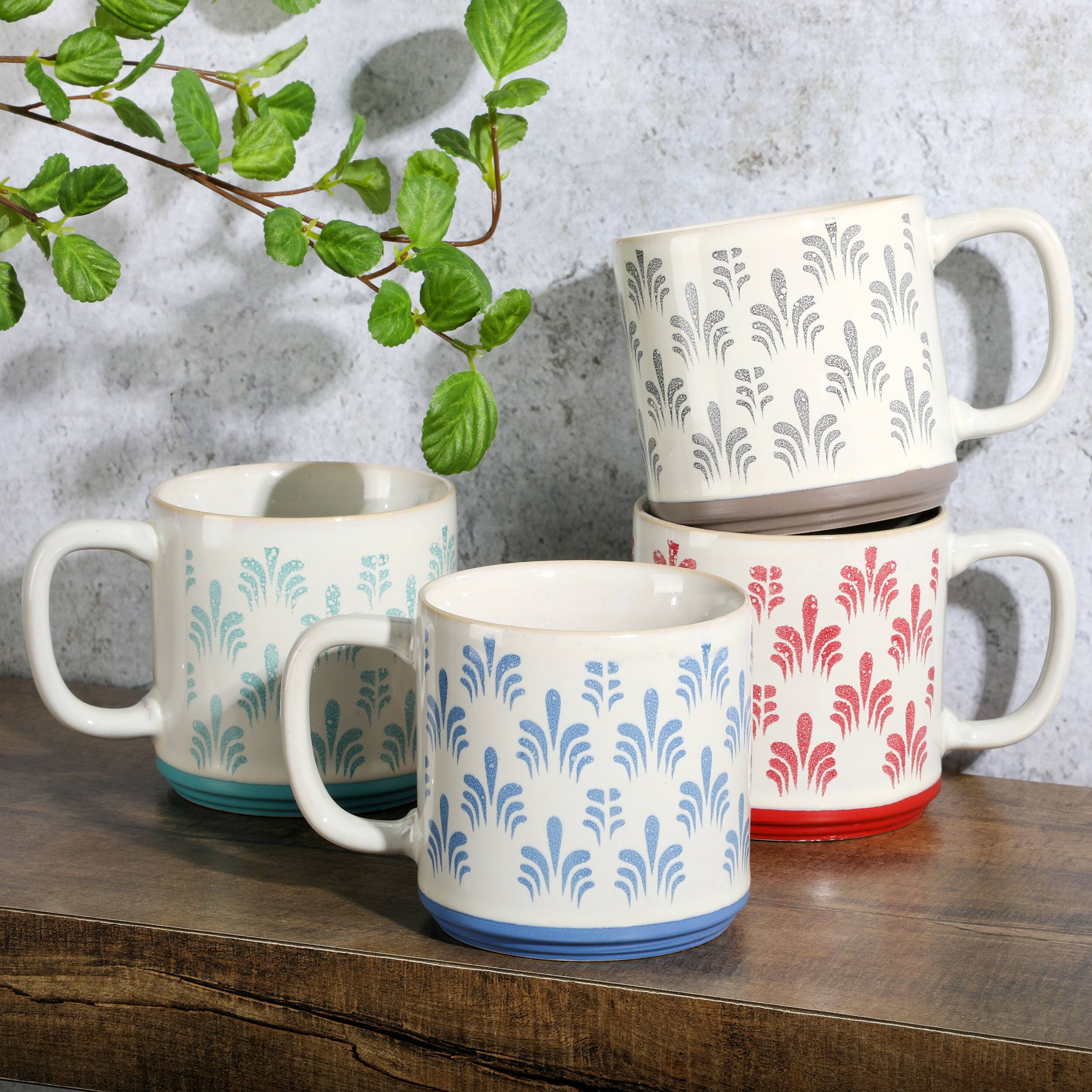 Alt View 6. Gibson - Gibson Home Morning Mist 4 Piece 18 Ounce Stoneware Mug Set in Assorted Colors - Assorted.