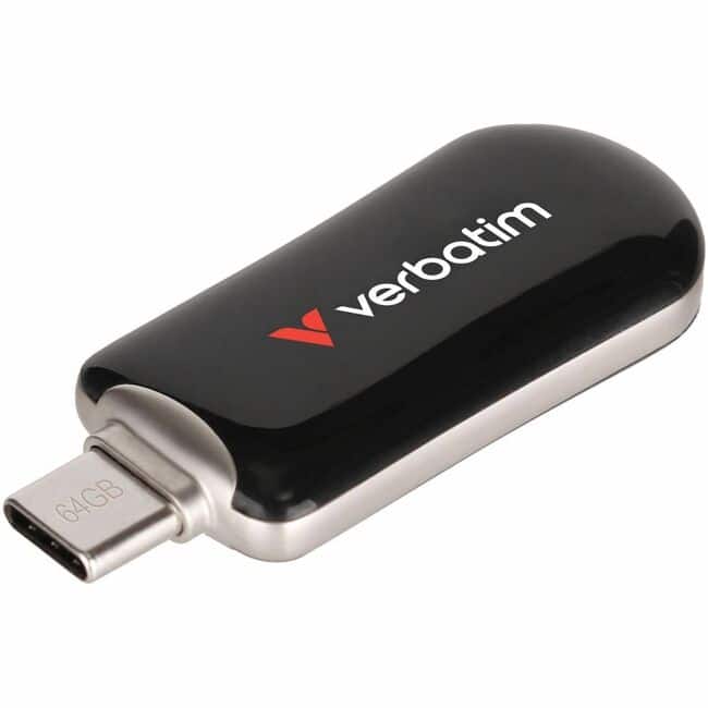 Verbatim - 64GB Plectra USB-C Flash Drive - 64 GB - USB 3.2 (Gen 1) Type C - Black