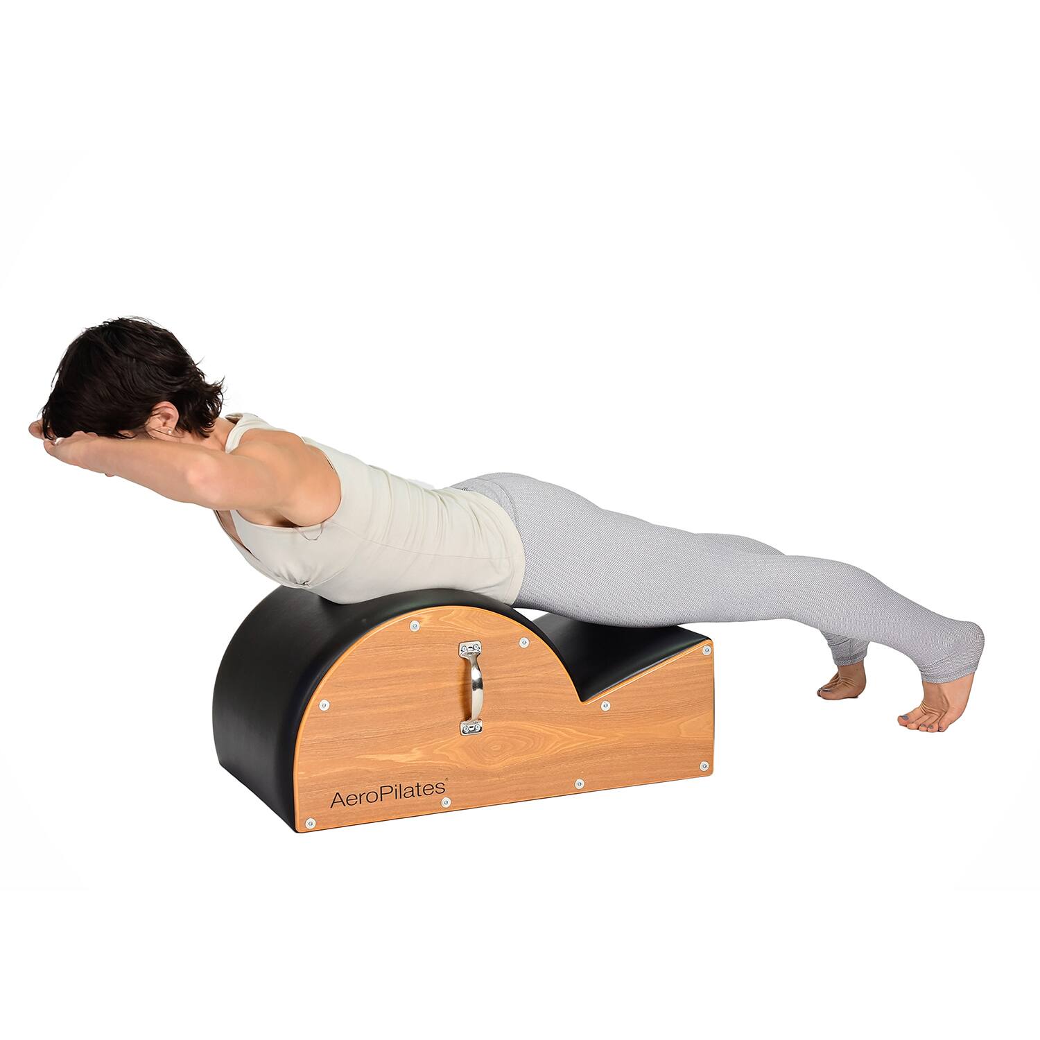 Alt View 3. Stamina Products - Stamina AeroPilates Wooden Padded Spine Posture Corrector Stretching Barrel - Natural wood.