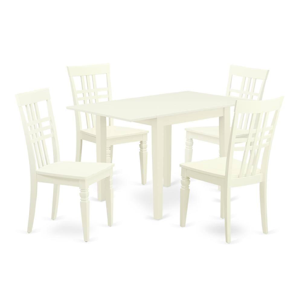 Left. East West Furniture - Dining Room Set Linen White - Brown.