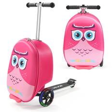 Front. VEVOR - Ride-on Luggage, 20 L Capacity, 20 Inches Kids Scooter Suitcase with Flash PU Wheels, Adjustable Handle - Pink.