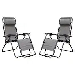 Caravan Canopy - Infinity Zero Gravity Steel Frame Patio Deck Chair, Grey (Pair) - Gray