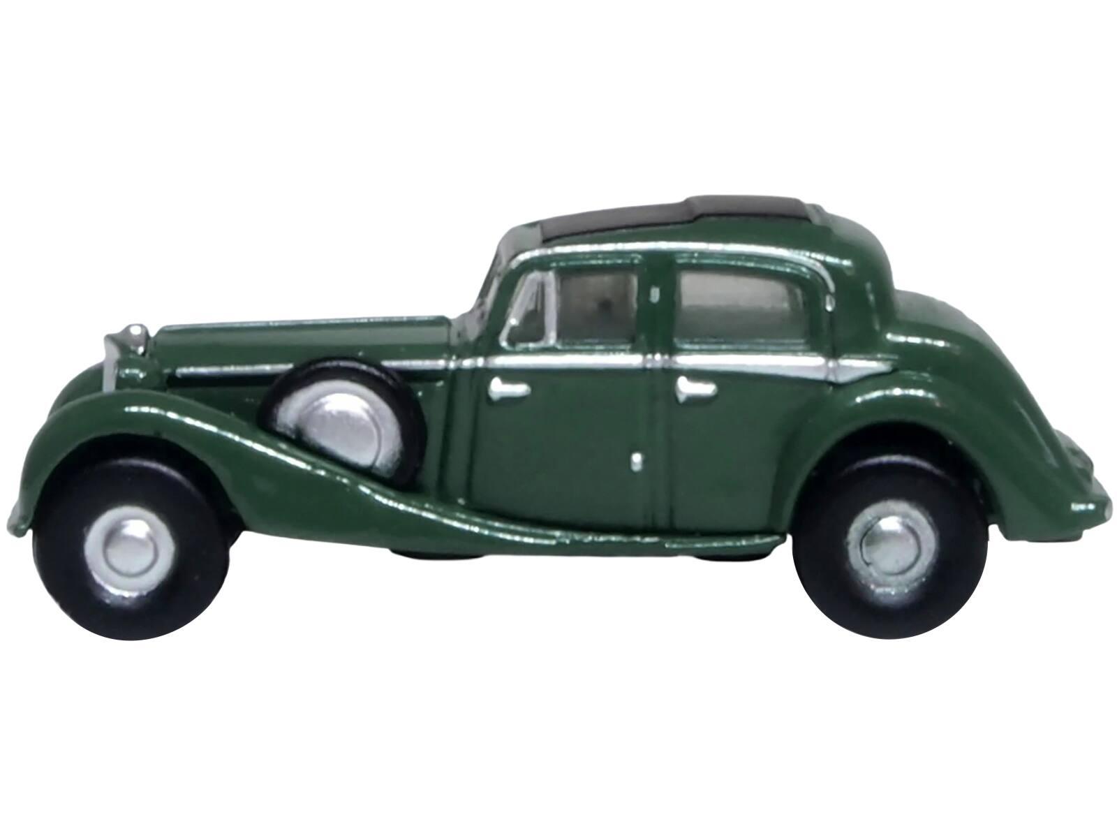 Angle. Oxford Diecast - Jaguar SS RHD (Right Hand Drive) Suede Green with Black Top 1/148 (N) Scale Diecast Model Car by Oxford Diecast - Suede Green with Black.