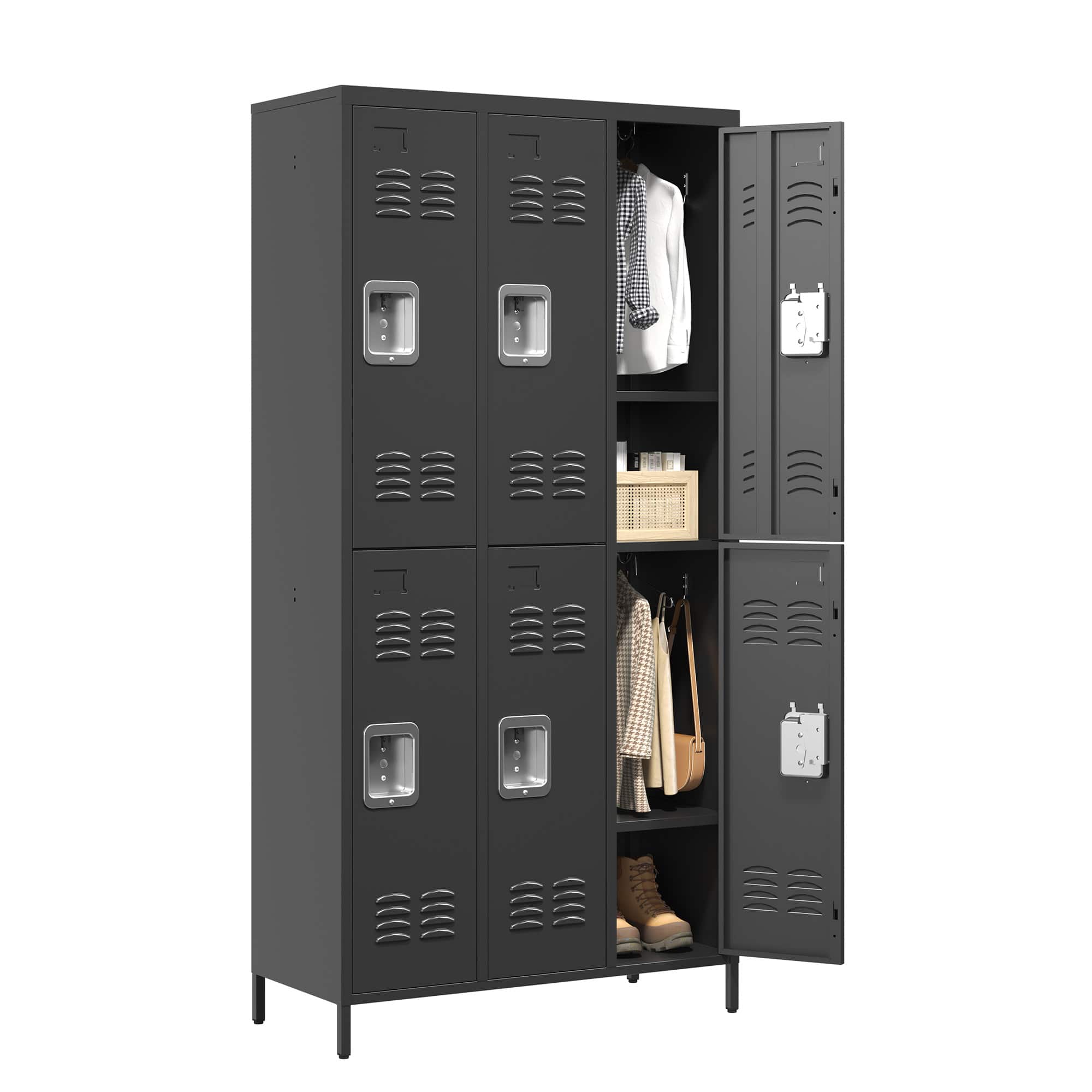 Dexmalle - Dexmalle-6 Door 72"H Metal File Storage Cabinet With Lock-Black