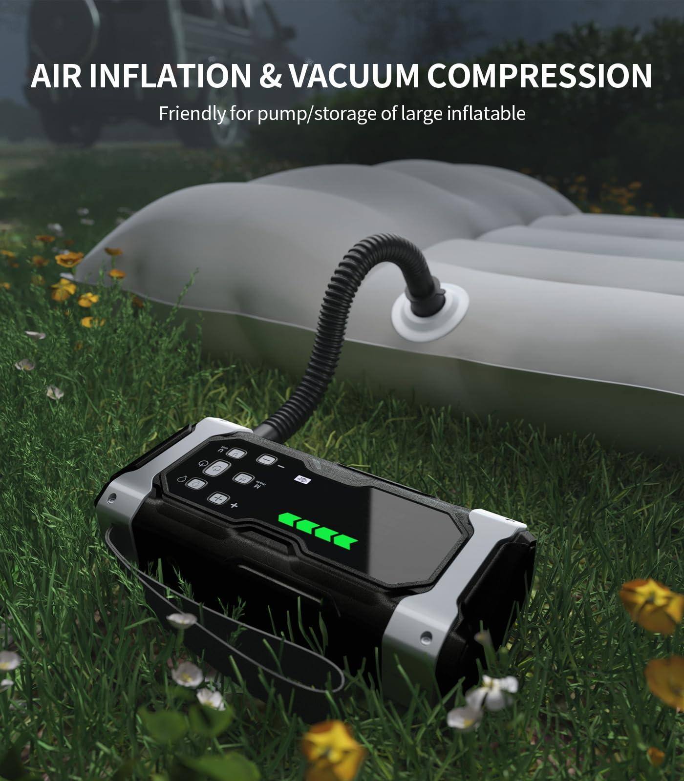 AIR INFLATION & VACUUM COMPRESSION  
Friendly for pump/storage of large inflatable