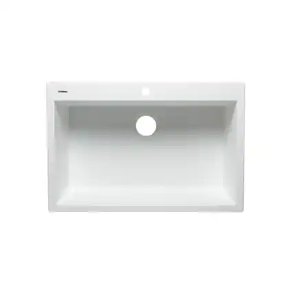 Front. Alfi - ALFI brand White 33 Single Bowl Drop In Granite Composite Kitchen Sink - White.