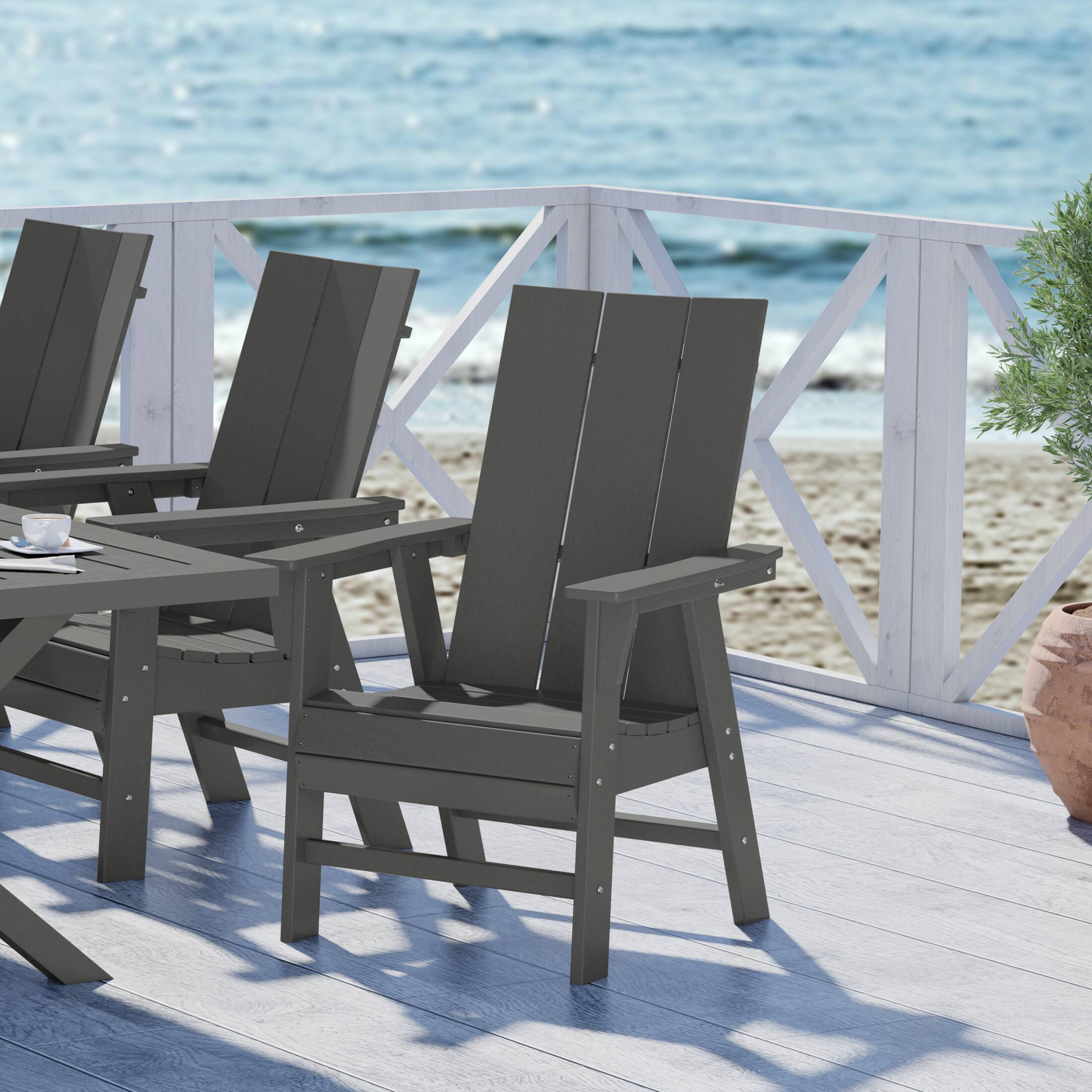 Angle. WestinTrends - WestinTrends Ashore Outdoor Patio HDPE Plastic Modern Adirondack Dining Chair - Gray.