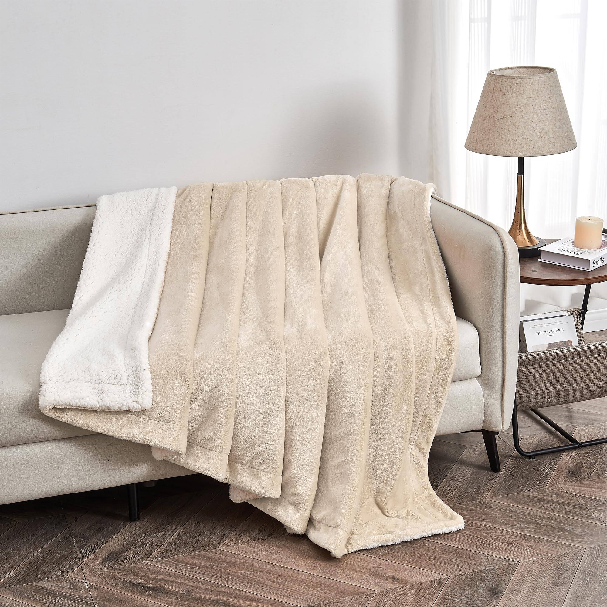 Alt View 3. JETRANSPORT - Sherpa Fleece And Plush Throw Blanket Tan Thick For Chair Sofa Or Bed. Warm Reversible Soft Blanket. Kinsle... - Terracotta Buffalo Checks King.