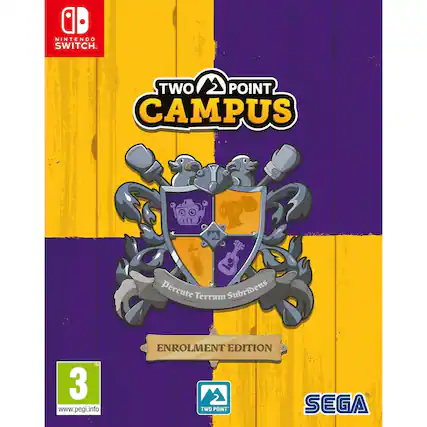 NINTENDO SWITCH
TWO POINT CAMPUS
Perceute Terram Subridens
ENROLMENT EDITION
3 www.pegi.info
TWO POINT
SEGA - E (Everyone)