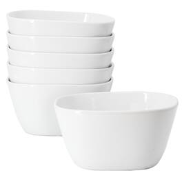 Gibson - Our Table Simply 6 Piece 6 Inch Porcelain Soft Square Cereal Bowl Set - White
