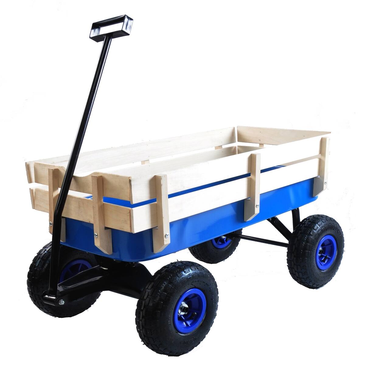Alt View 3. Loheer - Loheer All Terrain Steel Garden Cart with Pneumatic Tires and Removable Wooden Sides.