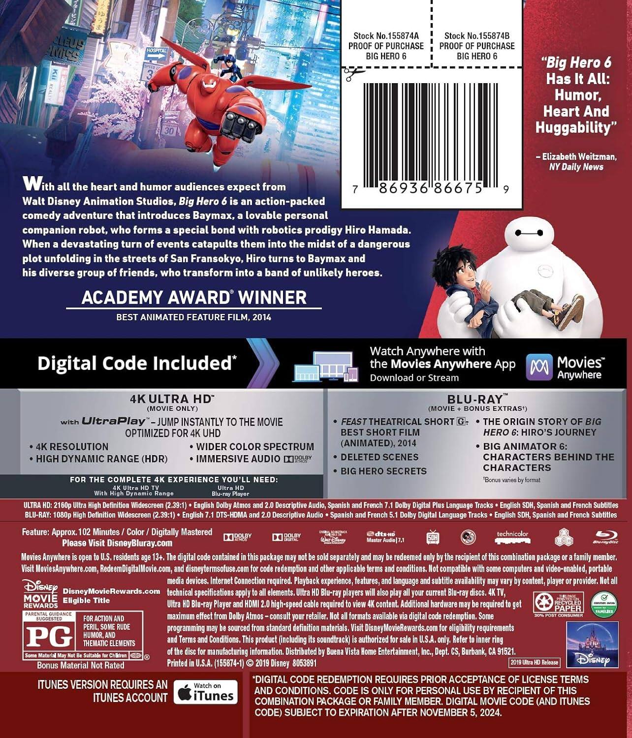 Alt View 1. Big Hero 6   - 4K Blu-Ray.