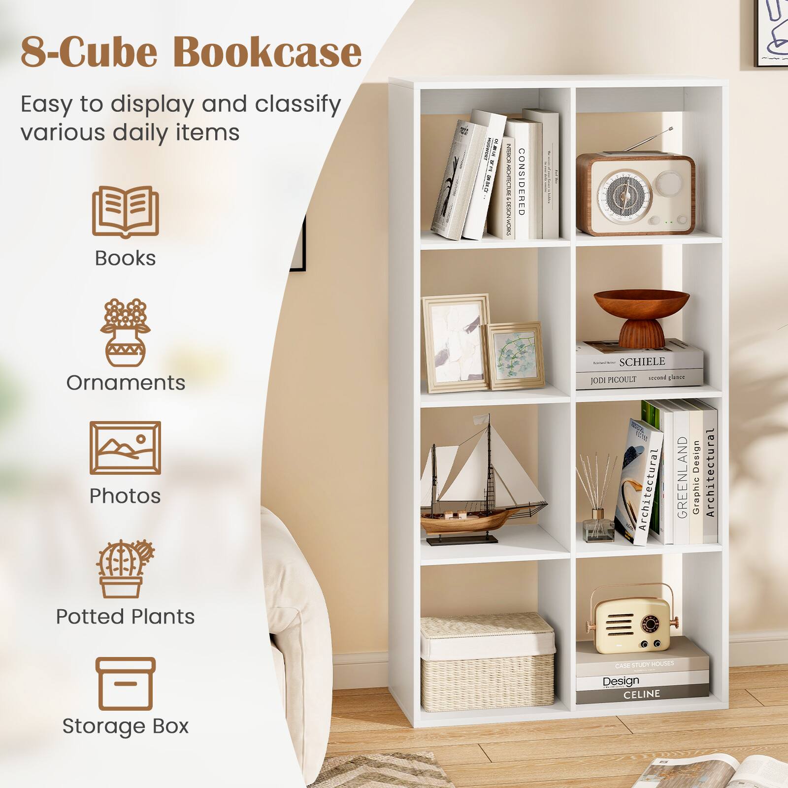 Books: CONSIDERED, SCHIELE, JODI PICOULT, GREENLAND, ARCHITECTURAL, Design, CELINE

Ornaments: None

Photos: None

Potted Plants: None

Storage Box: CAN STUCH HOUSES, Design, CELINE