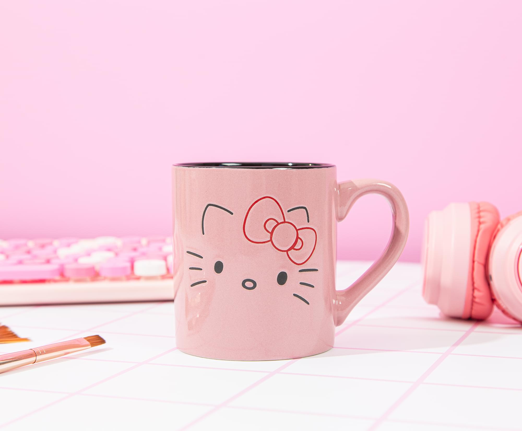 Alt View 10. Silver Buffalo - Sanrio Hello Kitty Pink Outline Face Wax Resist Ceramic Mug | Holds 14 Ounces - Pink.