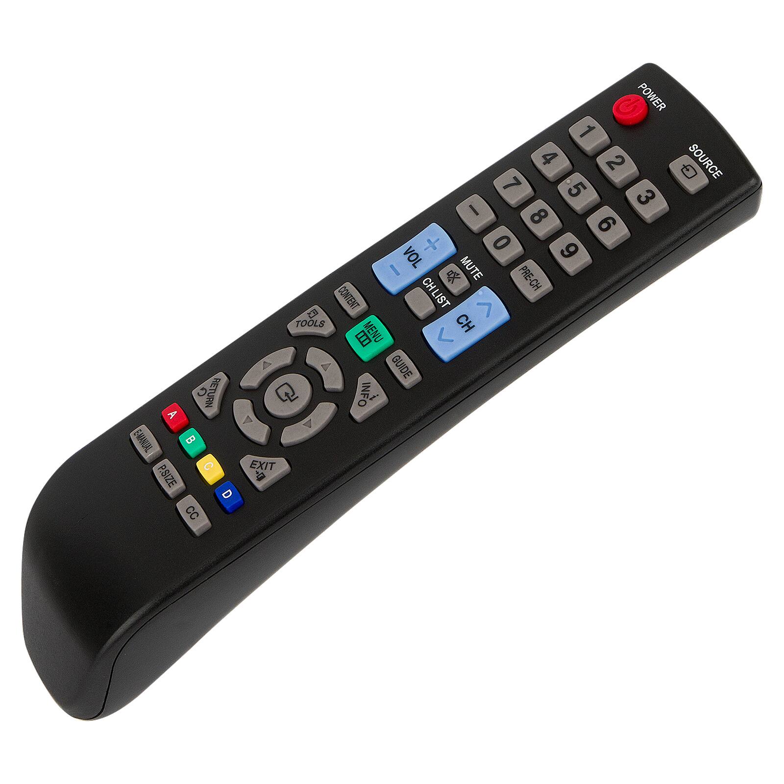 POWER 1 4 2 SOURCE 7 . 5 3 I 8 6 + 0 6 VOL MUTE I  PRE-CH CH CONTENT CHLIST 23 TOOLS MENU CH  < A GUIDE  RETURN RET IN N Q INFO i A 4 V EMANBAL B C EXIT P.SIZE 2 D CC