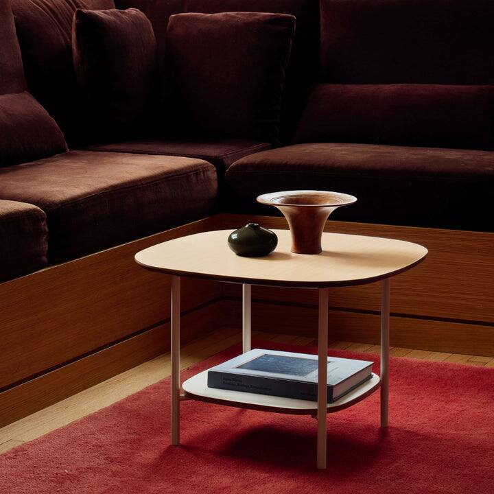Angle. Branch - Branch Medium Nesting Coffee Table – Two-Tier Modular Accent Table, Holds 50 lbs, Steel Base, Nests with Large - Woodgrain / Tofu.