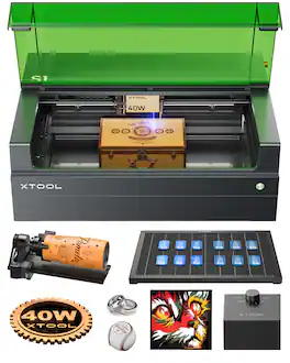 xTool - S1 40W Laser Cutter and Laser Engraver for Tumblers, 23.93" x 15.16" Bed Size, 600mm/s Speed, Rotary Bundle