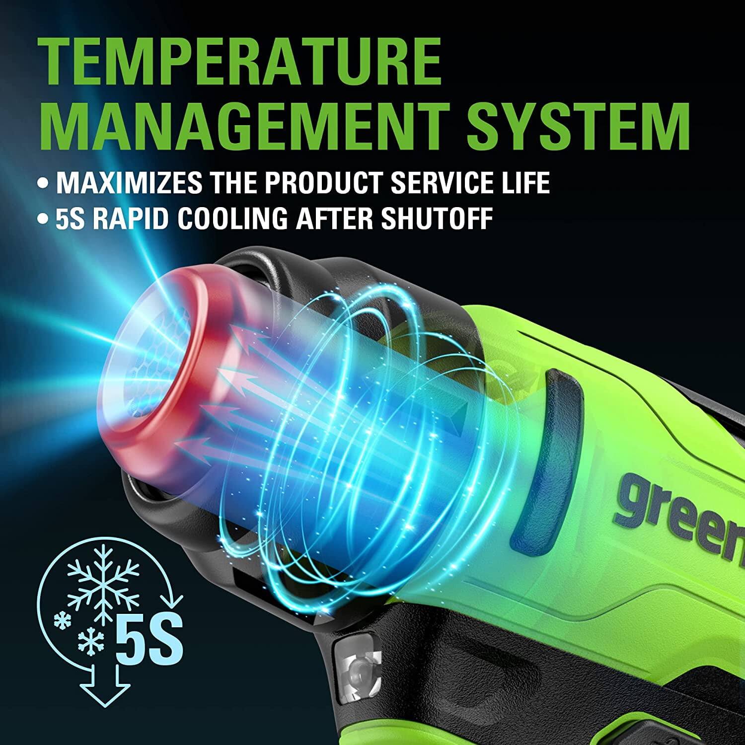 TEMPERATURE MANAGEMENT SYSTEM  
- MAXIMIZES THE PRODUCT SERVICE LIFE  
- 5S RAPID COOLING AFTER SHUTOFF  

5S