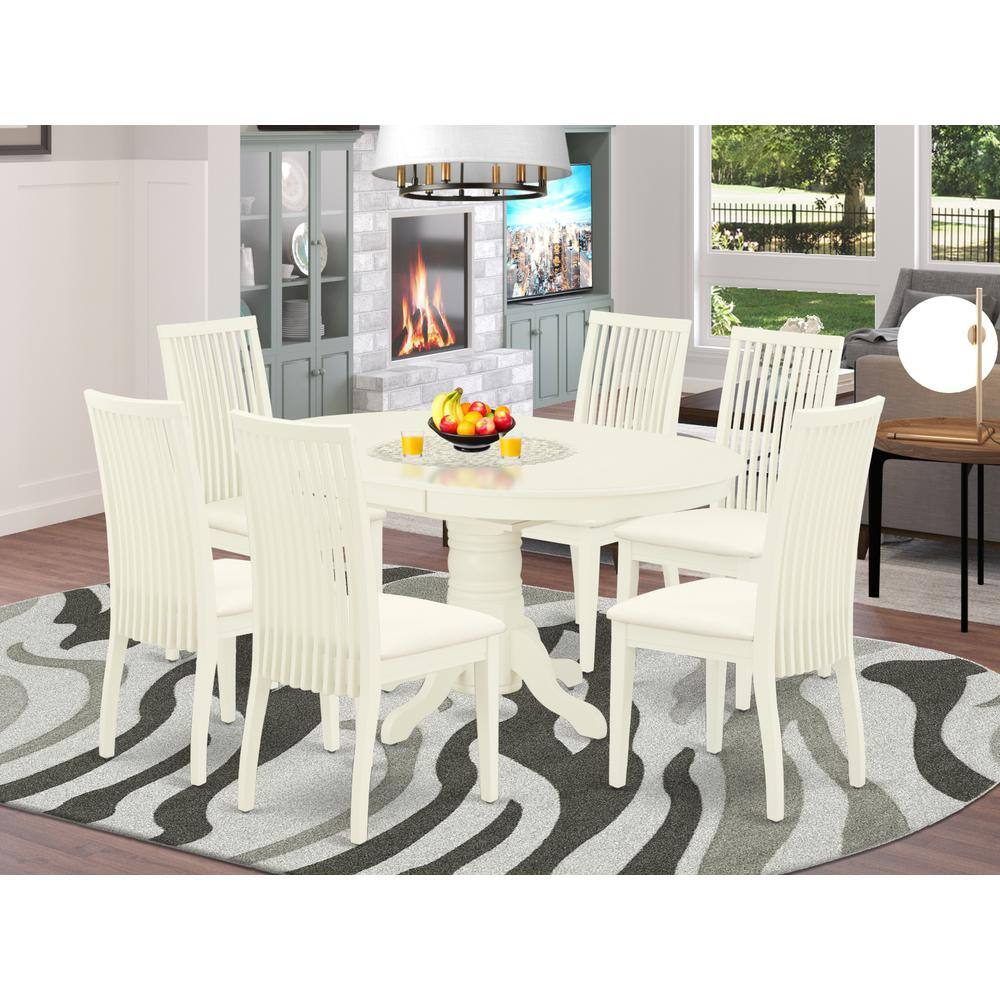 Left. East West Furniture - Dining Room Set Linen White - Brown.