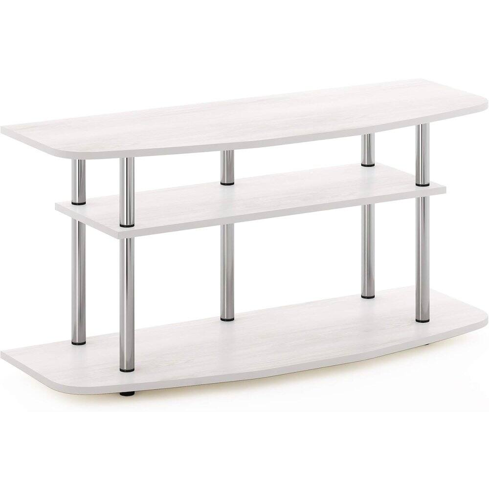Alt View 4. FurniFact - White Wood 50 Inch TV Stand with 3-Tier Shelves, Modern TV Console - Brown.