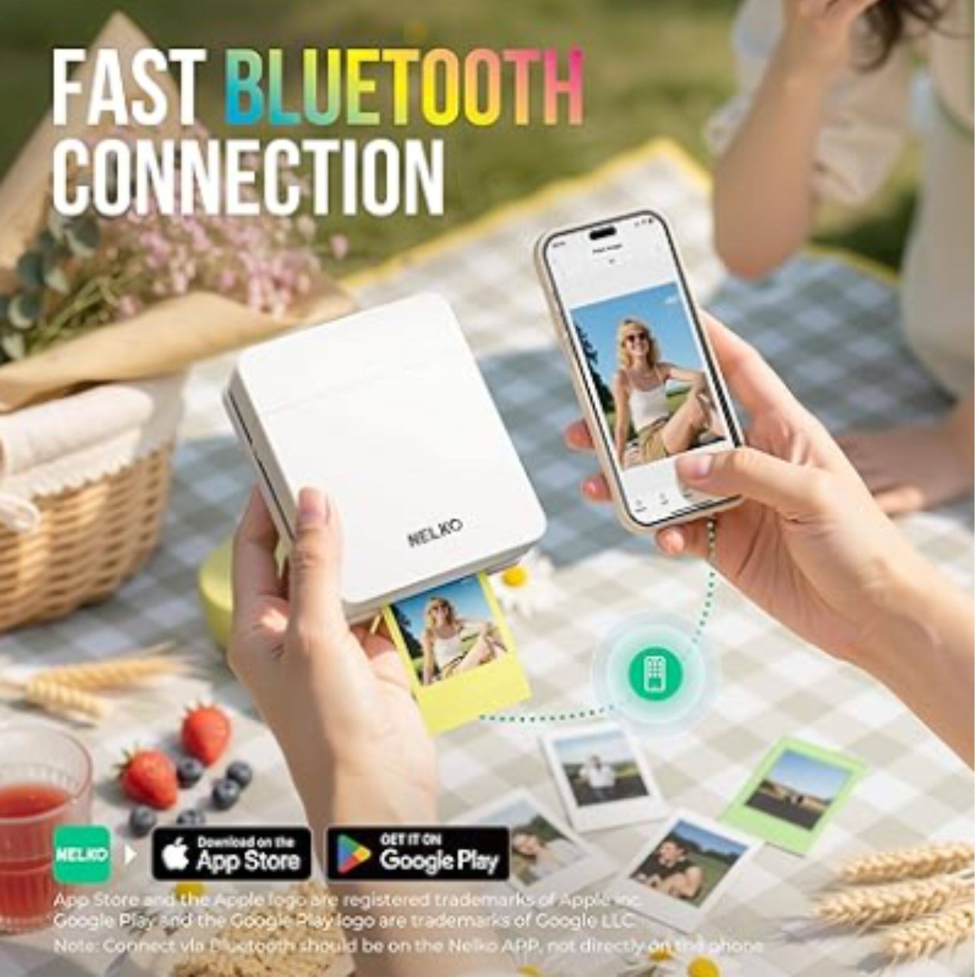 FAST BLUETOOTH CONNECTION

NELKO

Download on the App Store and Google Play

App Store and the Apple logo are registered trademarks of Apple Inc. Google Play and the Google Play logo are trademarks of Google LLC.

Note: Connect via Bluetooth should be on the Nelko APP, not directly on the phone.