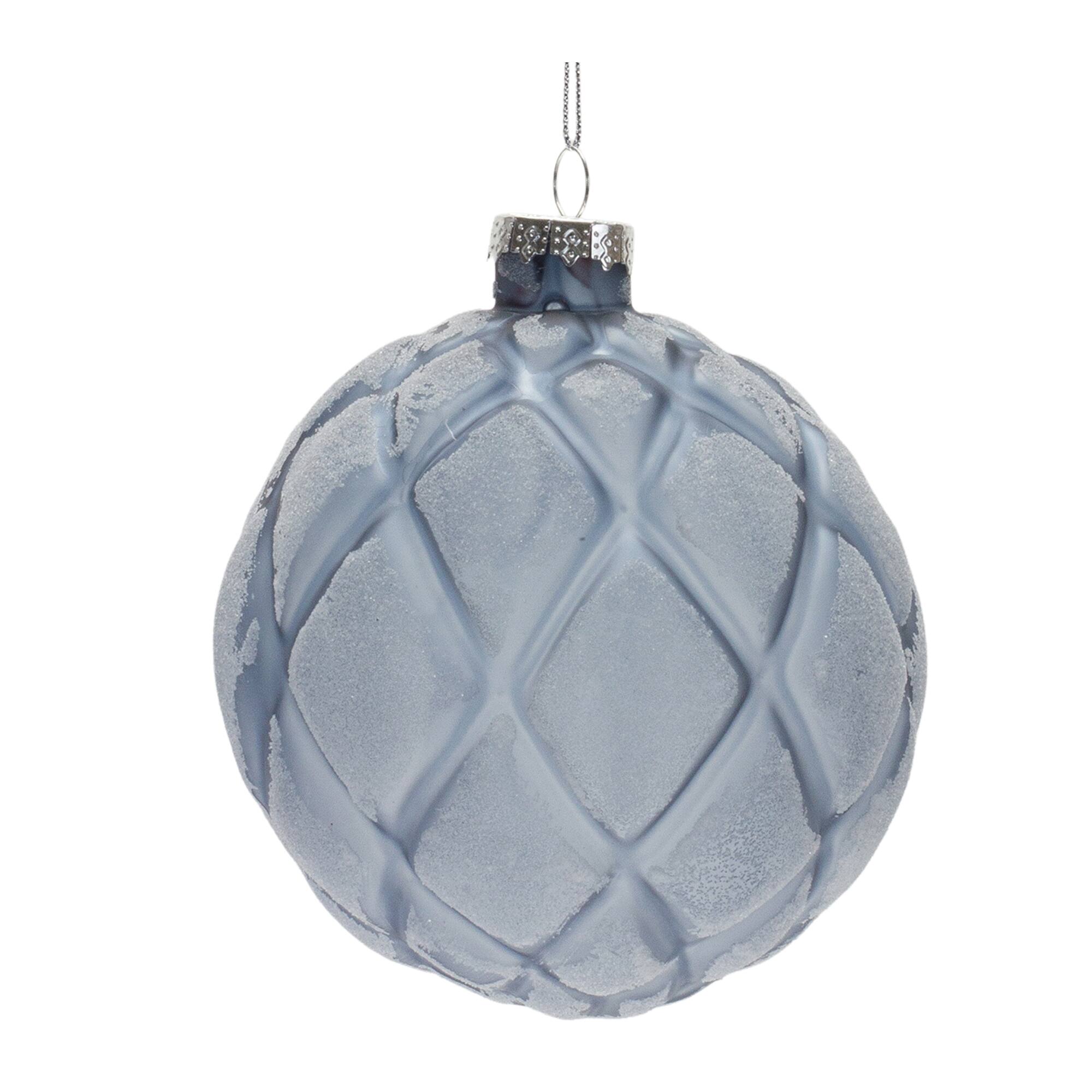 Left. BreeBe - Frosted Glass Ball Ornament (Set of 6) - Glacial Blue.
