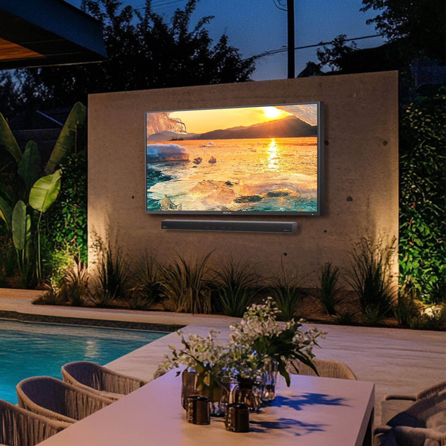 Alt View 2. Sylvox - Elf S3 Bluetooth 5.3 Waterproof Outdoor Soundbar - Black.