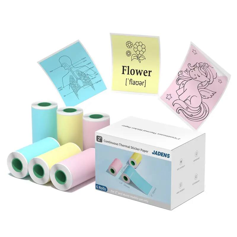 ROT LUNG mays Lr Aan LFT LUNG Caurragn Flower ['flavor'] B AN n Thermal 2" Continuous Thermal Sticker Paper JADENS Binv n-ar .e L2 6 Rolls Domen For and 50om above 4 models use only