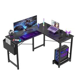 JETRANSPORT - L Shaped Desk - Computer Corner Desks Gaming Pc Table With Cpu Stand Side Bag For Home Office Dorm Sturdy Writ - Black