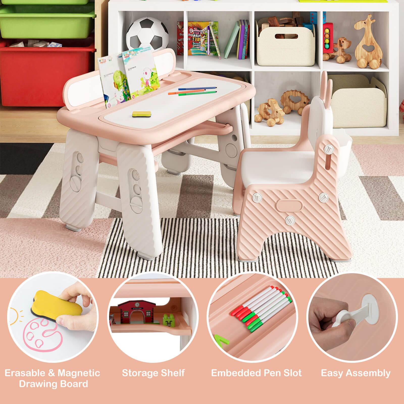 - Erasable & Magnetic Drawing Board
- Storage Shelf
- Embedded Pen Slot
- Easy Assembly