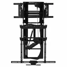 Front. MantelMount - MAX1 Full Motion Fireplace Pull Down TV Mount-Lowers 29", Swivels 40° L/R, 3" Flush to Wall, for TVs 50"-86" to 90 lbs - Black.