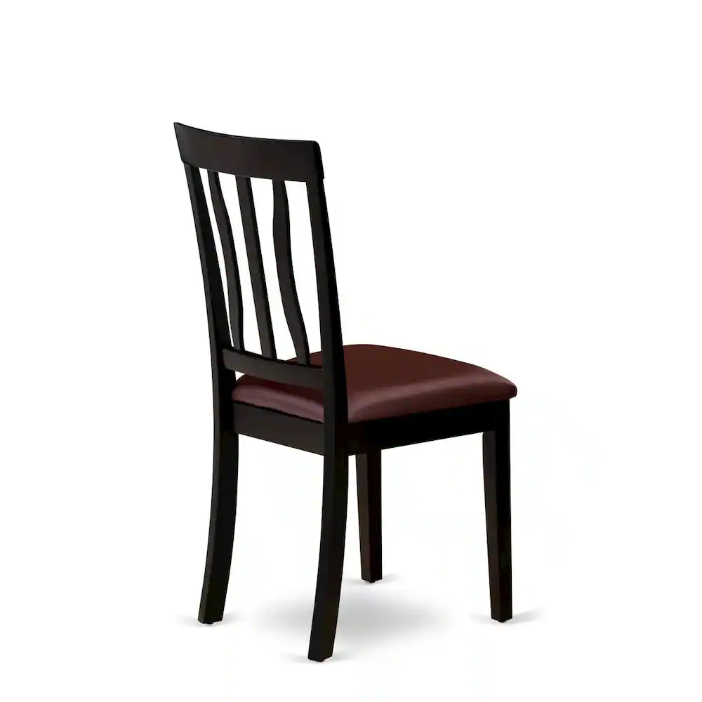Back. East West Furniture - Antique Dining Room Chairs - Faux Leather Upholstered Wooden Chairs - Black & Cherry.