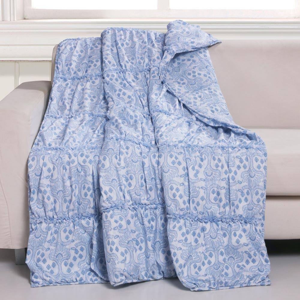 Front. BreeBe - Helena Ruffle Throw - Blue.