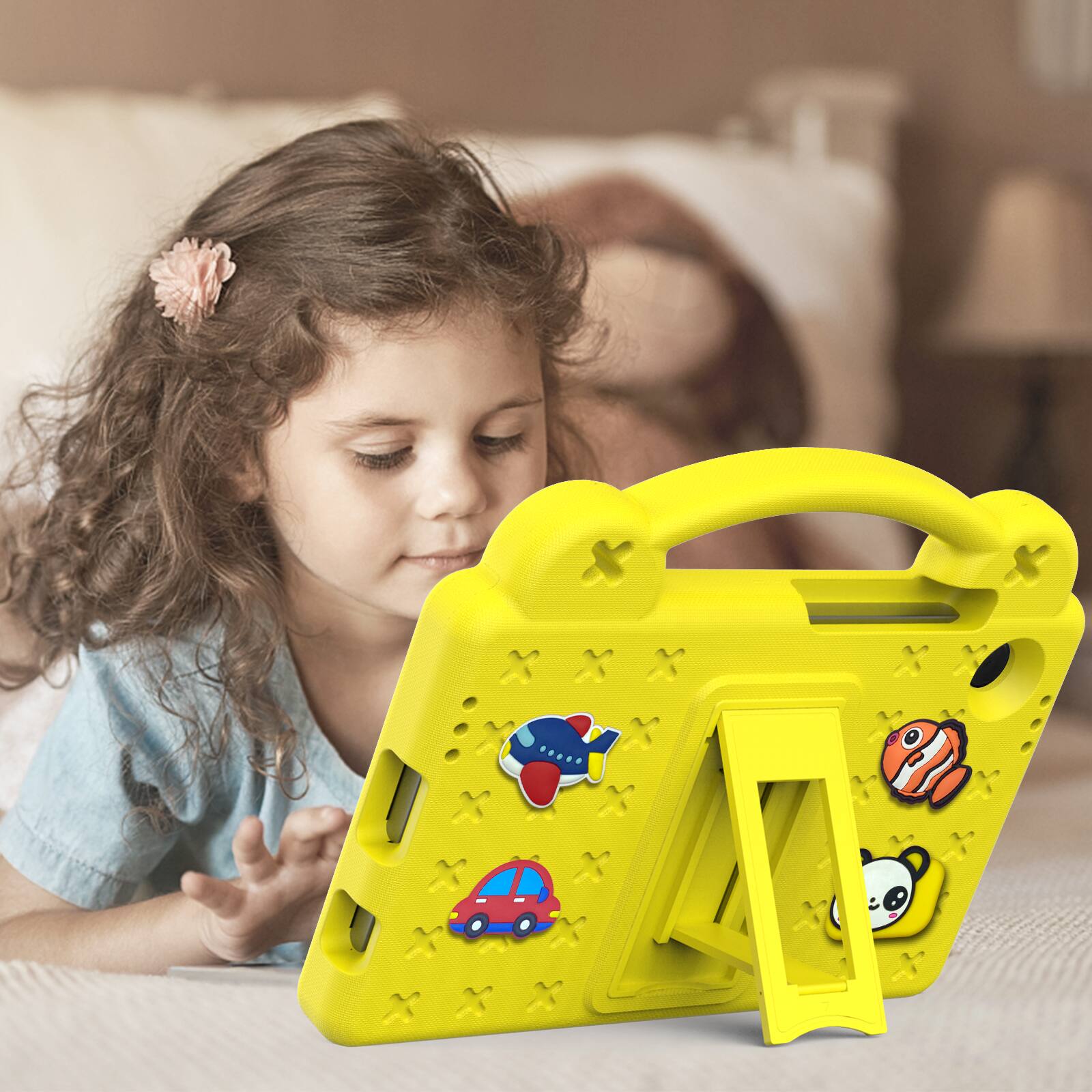 Alt View 3. UUCOVER - Kids Case for Samsung Galaxy Tab A11 8.7-inch 2025 (SM-X130/X133/X135),Shockproof EVA Case Handle Adjustable Stand Cover - Yellow.