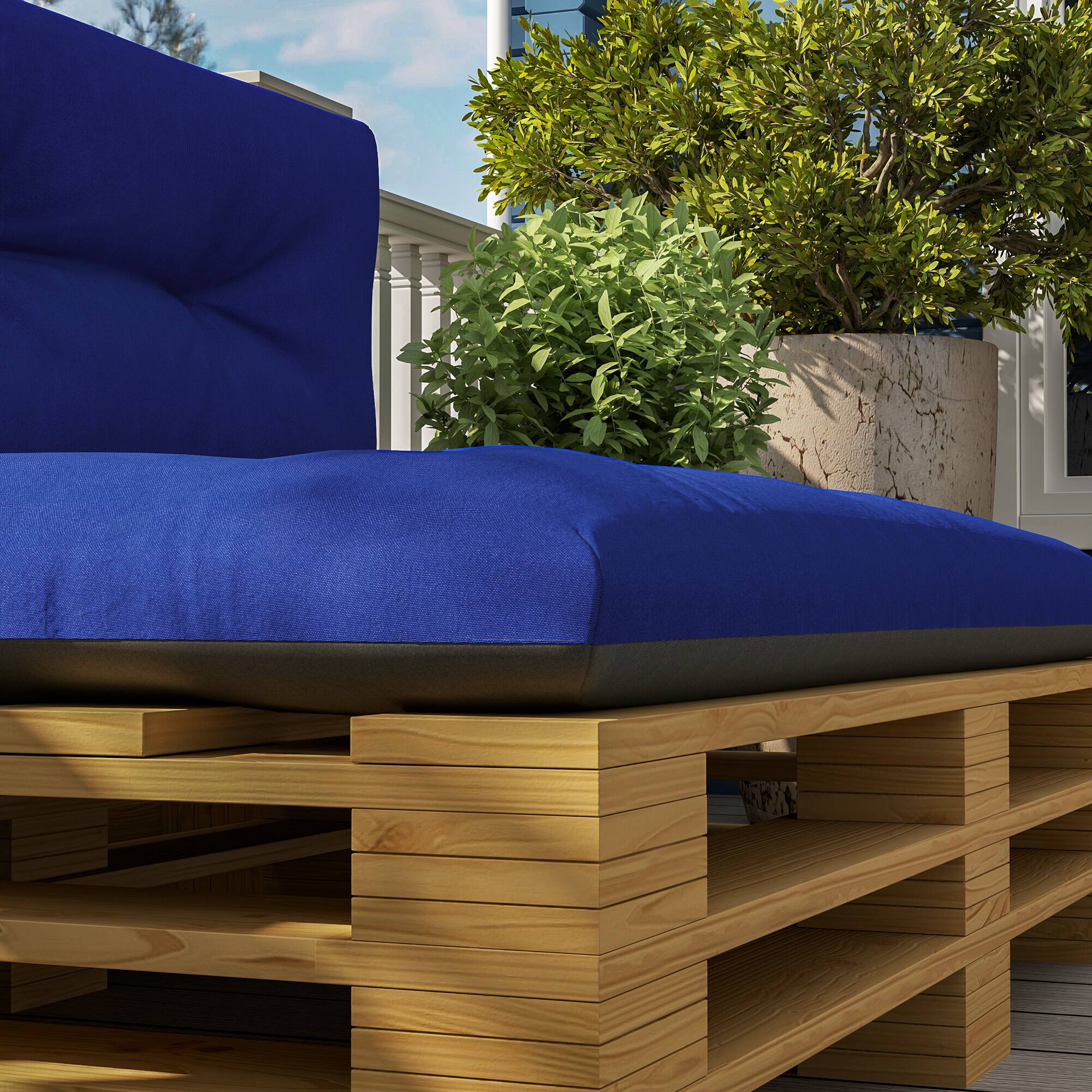 Alt View 8. Outsunny - 2 Seater Pallet Cushions Outdoor 3.9 in. Thick Replacement Pallet Sofa Cushions, Tufted Replacement Pads for Garden - Navy Blue and Dark Gray.