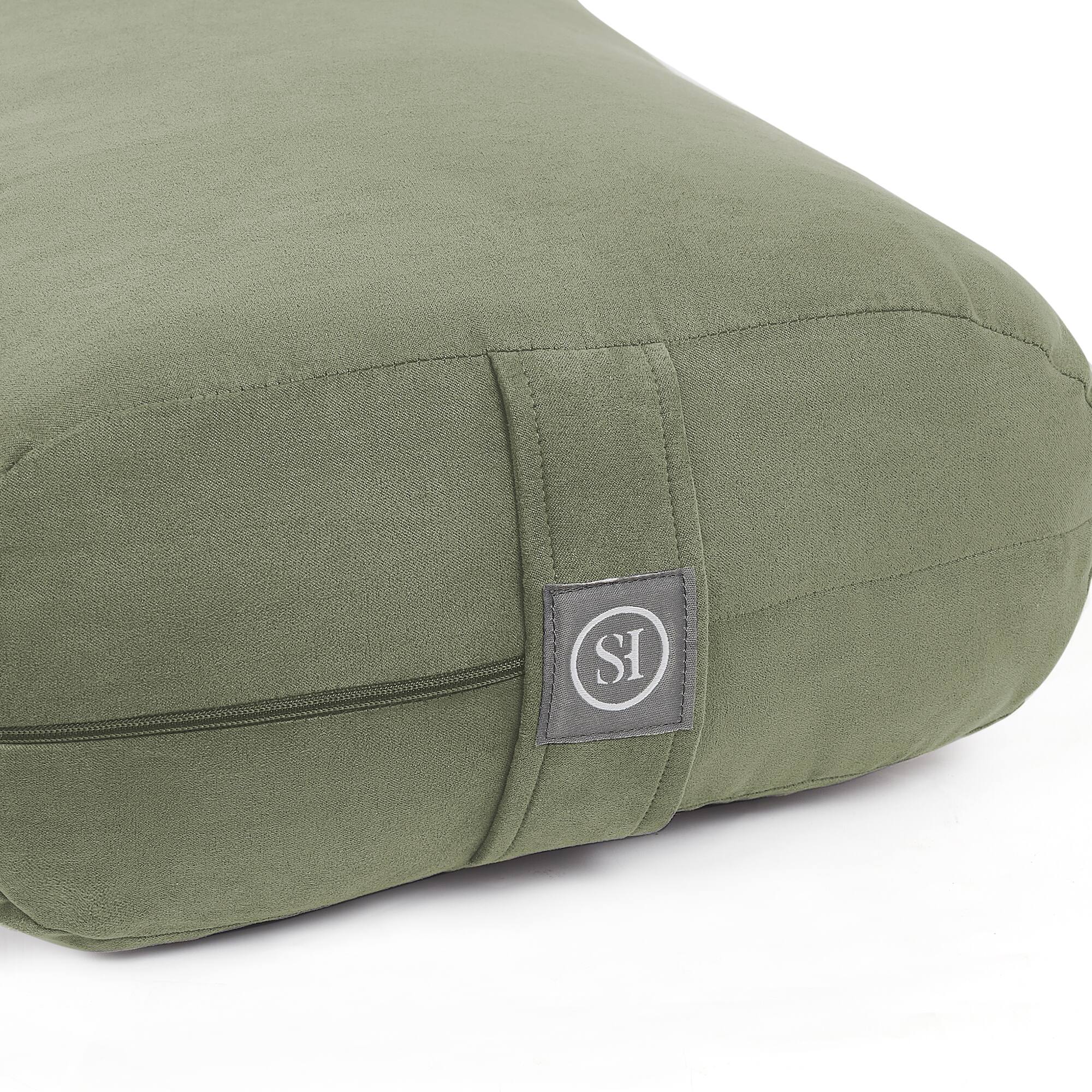 Alt View 1. Sweet Home Collection - Yoga Bolster Pillow Meditation Pillow w/Washable Cover & Carry Handle - Olive Green.