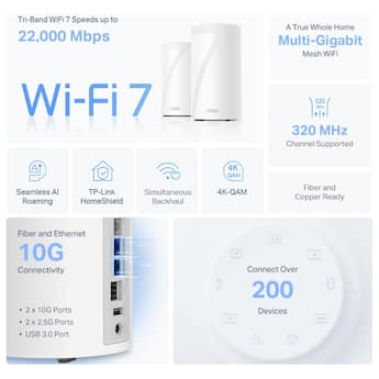 TP Link Deco 7 Elite BE22000 Tri Band Wi Fi 7 Whole Home Mesh TP Link Deco 7 Elite BE22000 Tri Band Wi Fi 7 Whole Home Mesh