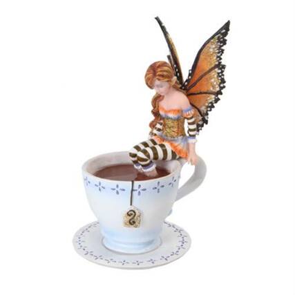 Front. Pacific Trading - Warm Toes Fairy in Tea Cup Fantasy Fairy Tale Statue Figurine 6.25 inch - Multicolor.