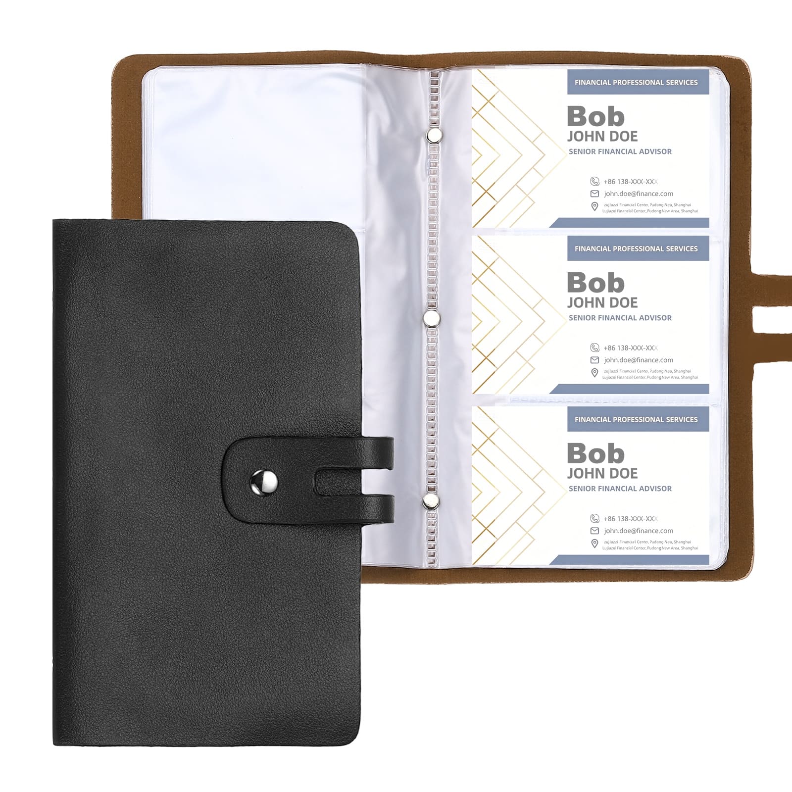 "Unique Bargains - Business Card Holder 7x5"" Leather, 2pcs Professional, 96-Capacity Organizer Binder Booklet Storage for Credit ID - Black" price history on PriceWatchPro