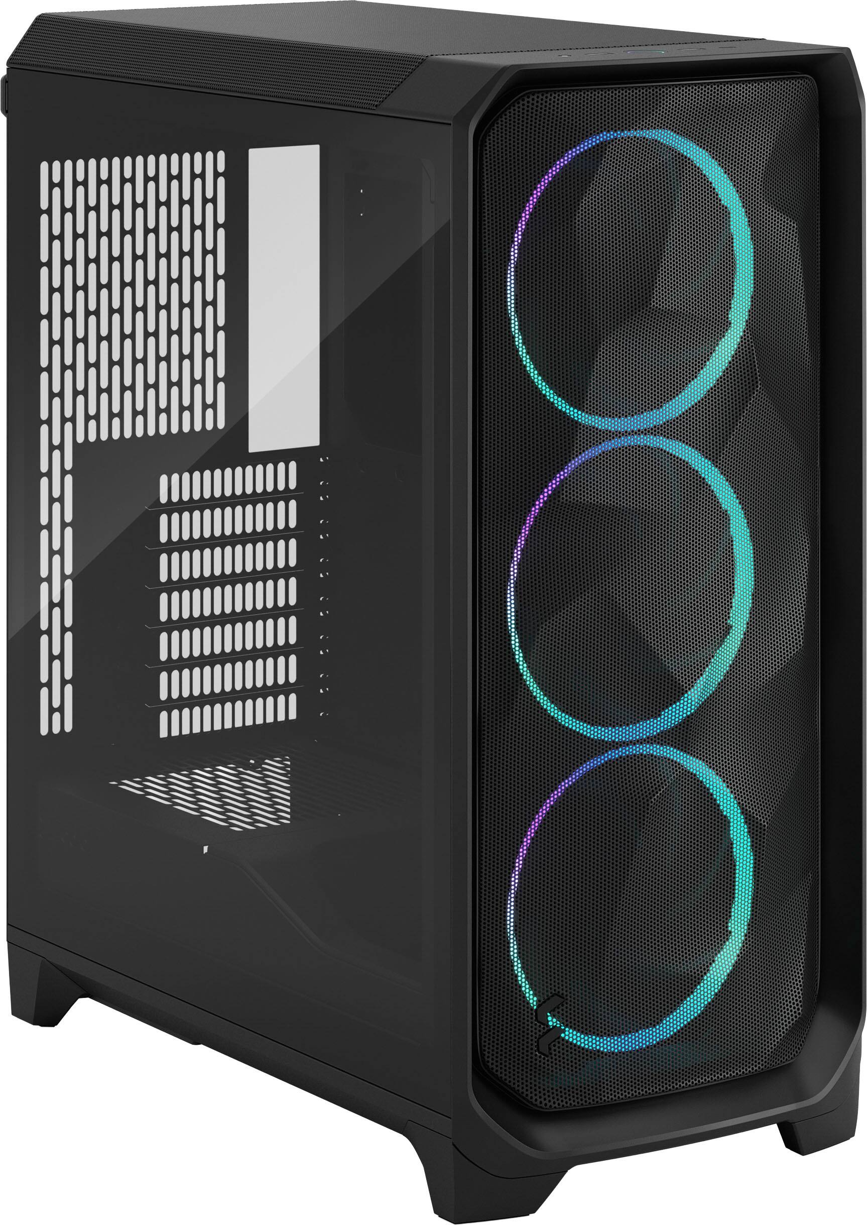 Alt View 6. Fractal Design - Meshify 3 RGB ATX mATX Black Chassis with Light Tinted TG Side Panel Mid-Tower PC Case - Black.