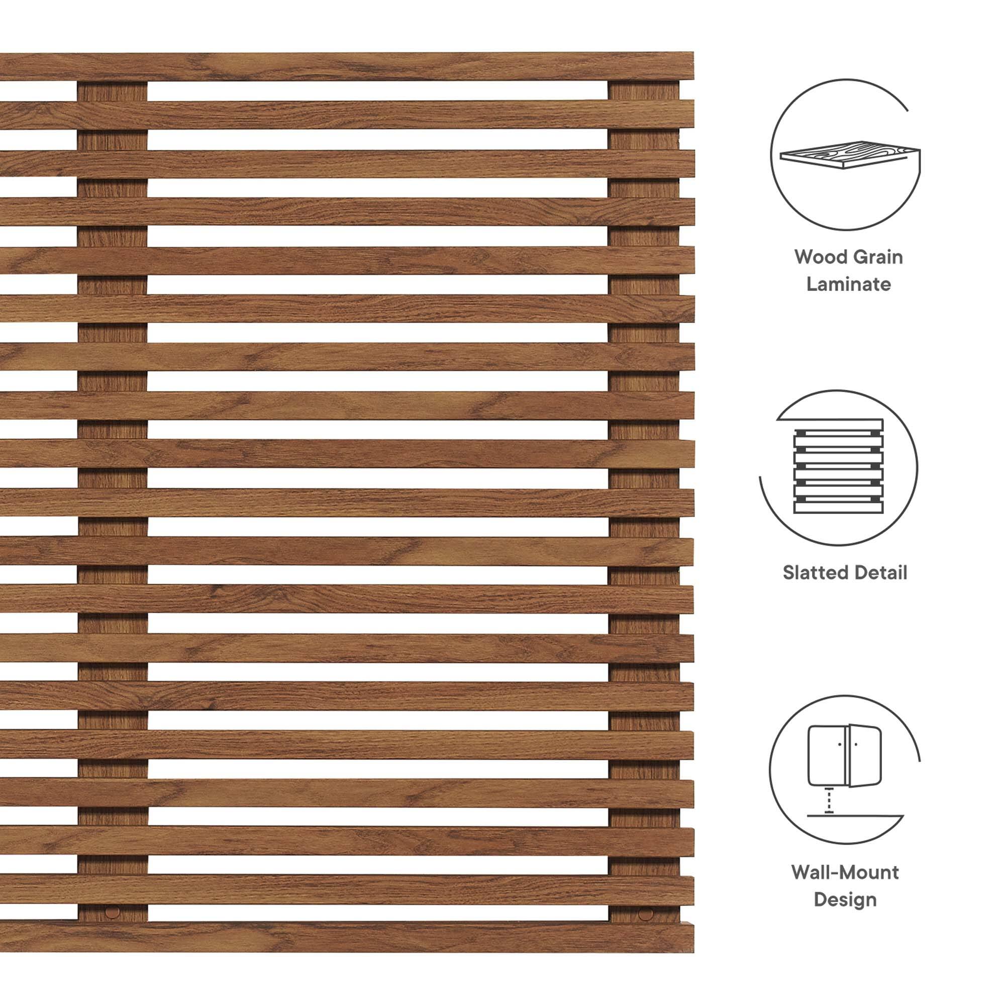 Wood Grain Laminate Slatted Detail Wall-Mount Design

- Wood Grain Laminate
- Slatted Detail
- Wall-Mount Design