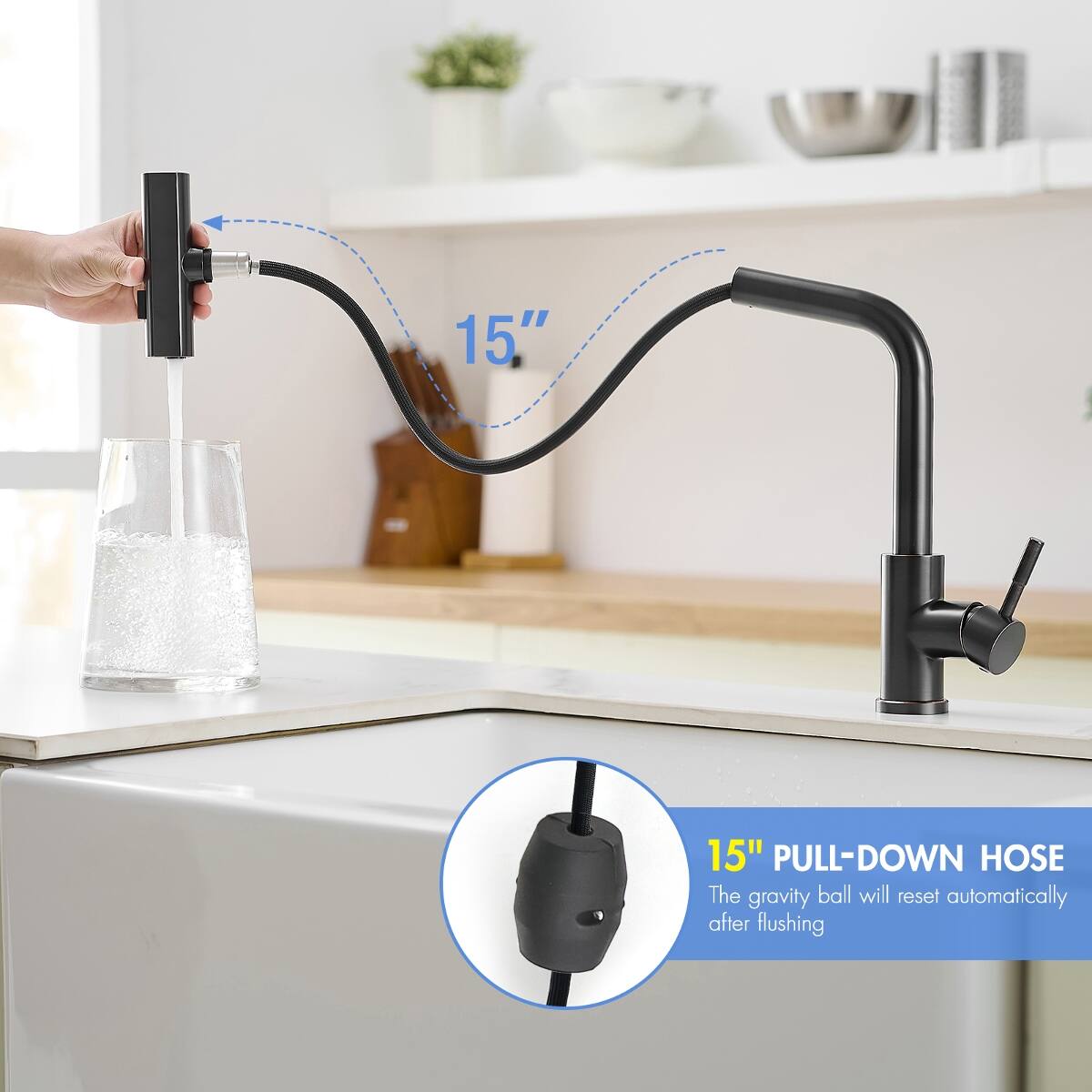 Ropilly Oil Rubbed Bronze Kitchen Faucet Pull Down Kitchen Faucet with ...