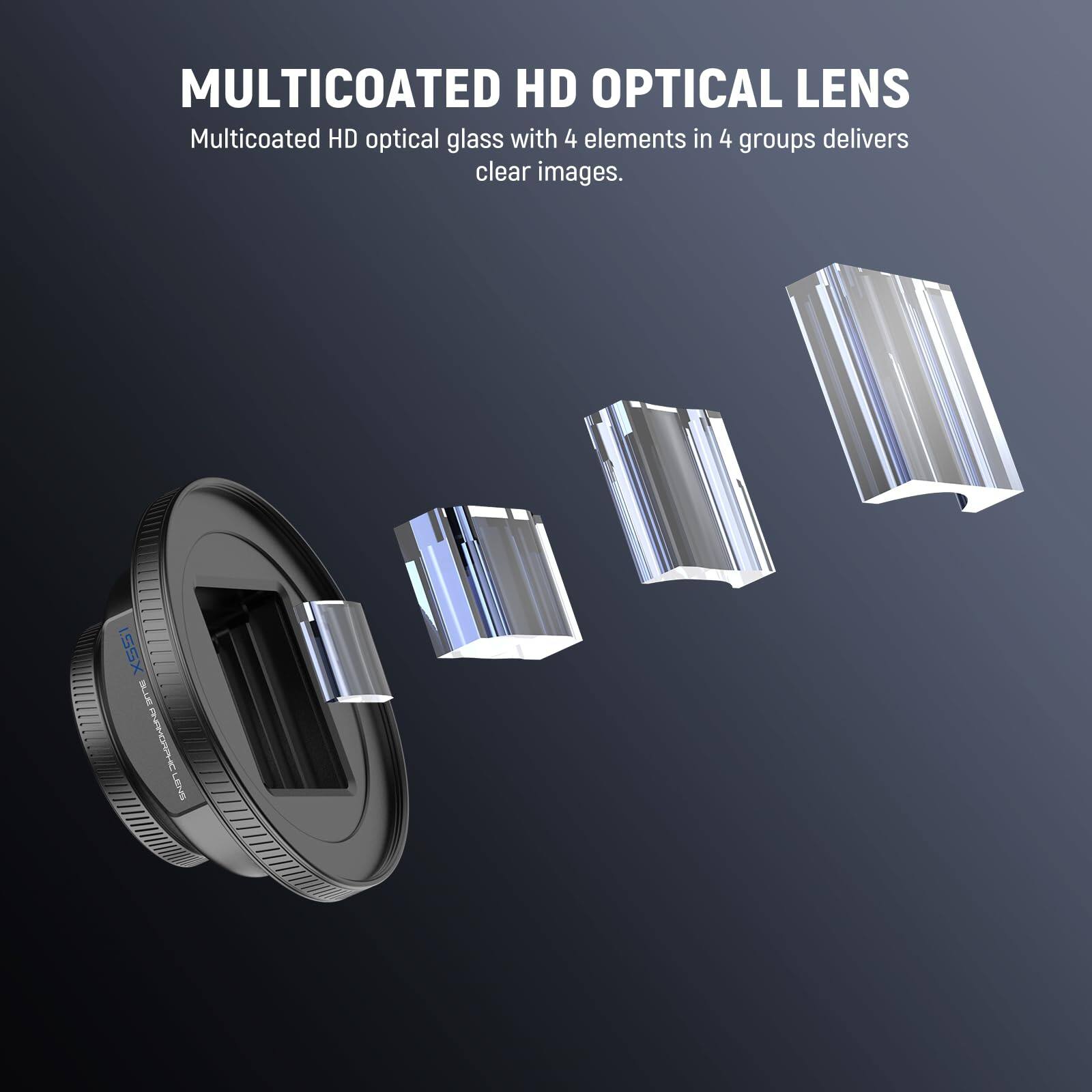MULTICOATED HD OPTICAL LENS  
Multicoated HD optical glass with 4 elements in 4 groups delivers clear images.