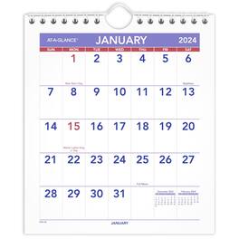 AT-A-GLANCE - Mini Monthly Wall Calendar with Fold Out Easel 7 x 8 White Sheets 12 Month Jan to Dec 2026
