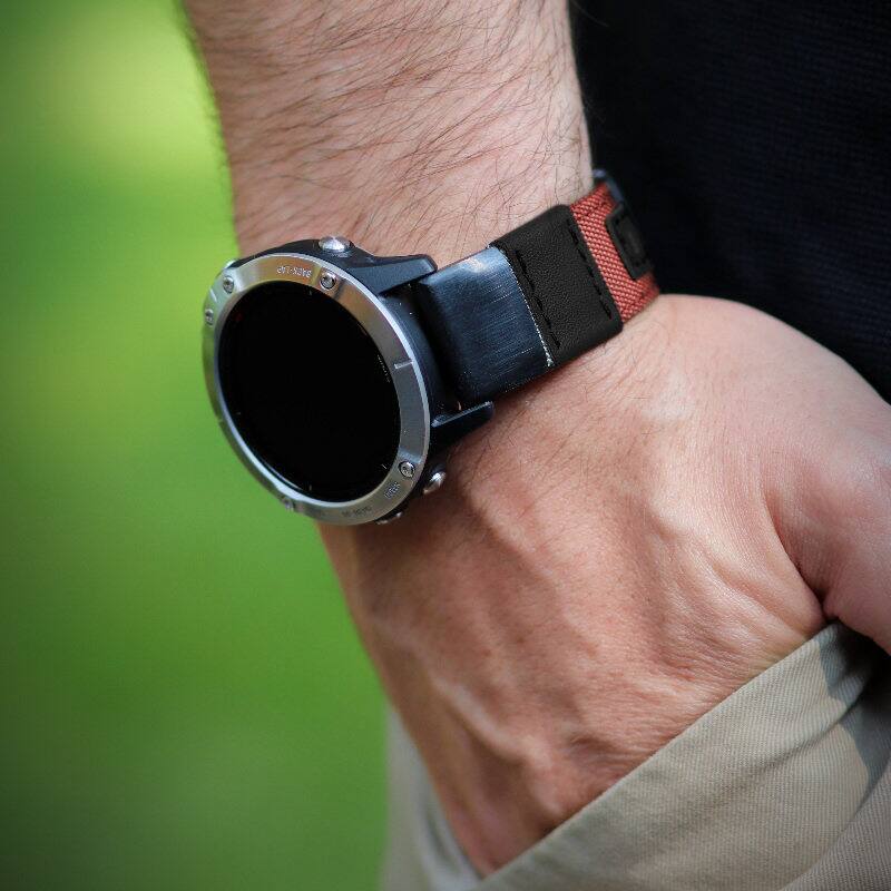 Alt View 2. StrapsCo - Rugged Canvas Band QuickFit 26 Watch Strap For Garmin D2 Mach 2 – 51mm - Canyon.