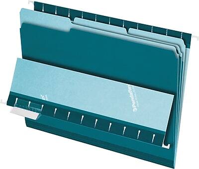 Front. Pendaflex - Pendaflex File Folder, 3 Tab, Letter Size, Teal, 100/Box (PFX 4210 1/3 TEA) - Teal.